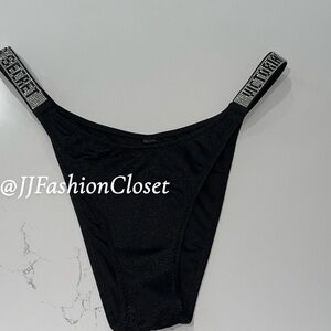 NWOT Victoria's Secret Black Brazilian with Sparkling Straps